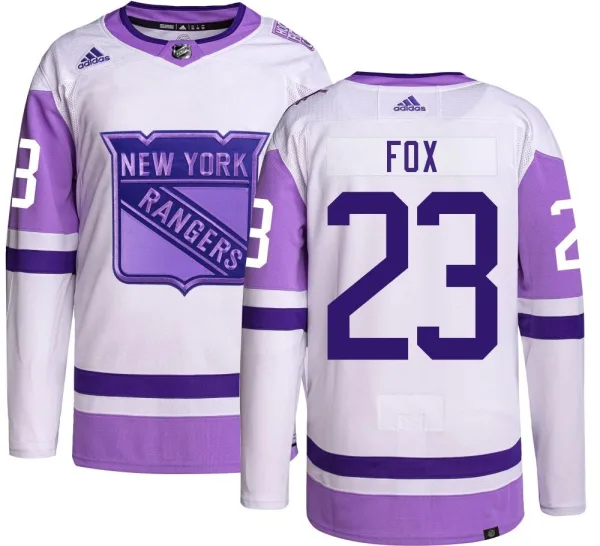 Adidas Adam Fox New York Rangers Youth Authentic Hockey Fights Cancer Jersey -