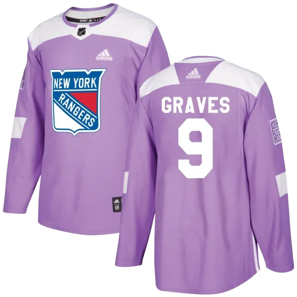 Adidas Adam Graves New York Rangers Authentic Fights Cancer Practice Jersey - Purple