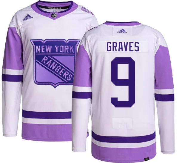 Adidas Adam Graves New York Rangers Authentic Hockey Fights Cancer Jersey -