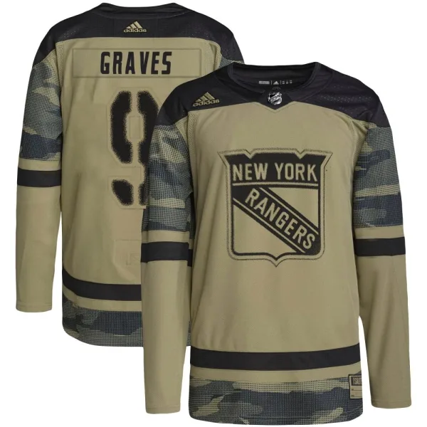 Adidas Adam Graves New York Rangers Youth Authentic Military Appreciation Practice Jersey - Camo