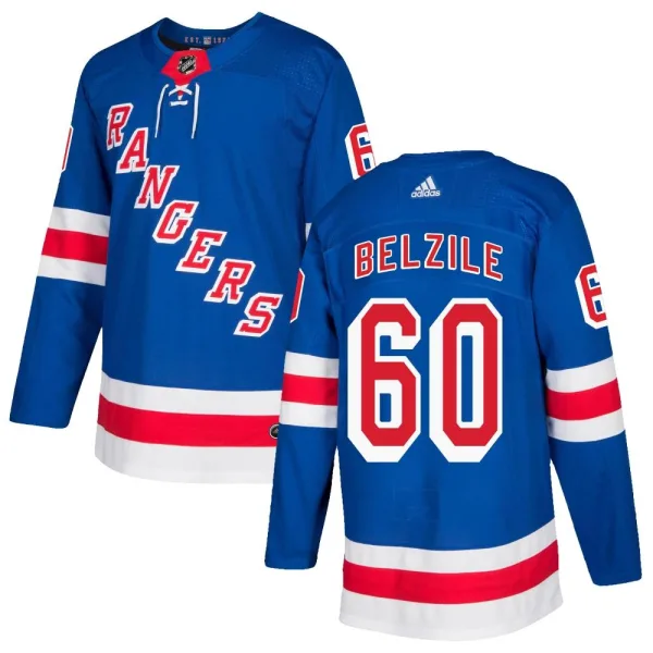 Adidas Alex Belzile New York Rangers Authentic Home Jersey - Royal Blue