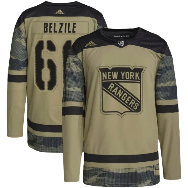 Adidas Alex Belzile New York Rangers Youth Authentic Military Appreciation Practice Jersey - Camo