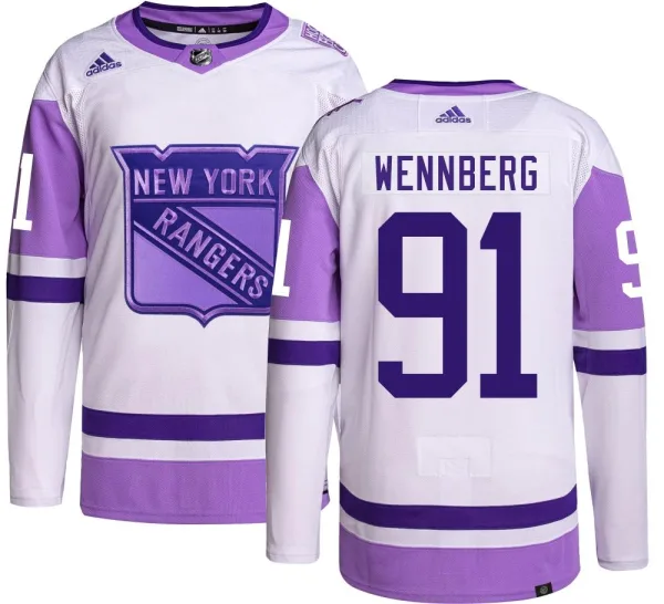 Adidas Alex Wennberg New York Rangers Youth Authentic Hockey Fights Cancer Jersey -