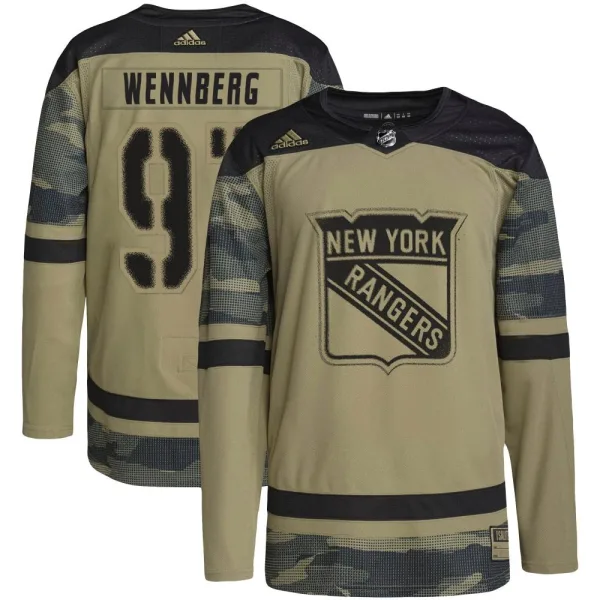 Adidas Alex Wennberg New York Rangers Youth Authentic Military Appreciation Practice Jersey - Camo