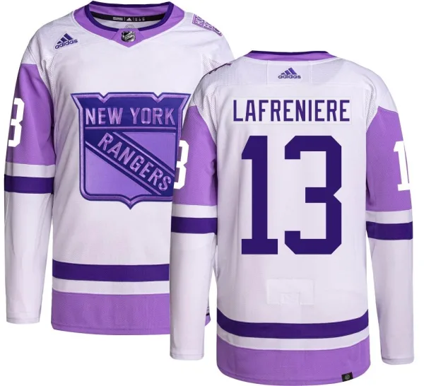 Adidas Alexis Lafreniere New York Rangers Youth Authentic Hockey Fights Cancer Jersey -