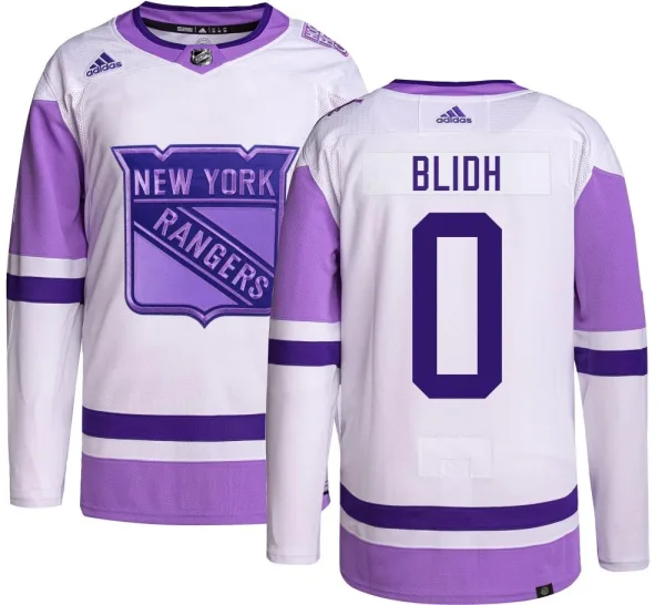 Adidas Anton Blidh New York Rangers Youth Authentic Hockey Fights Cancer Jersey -