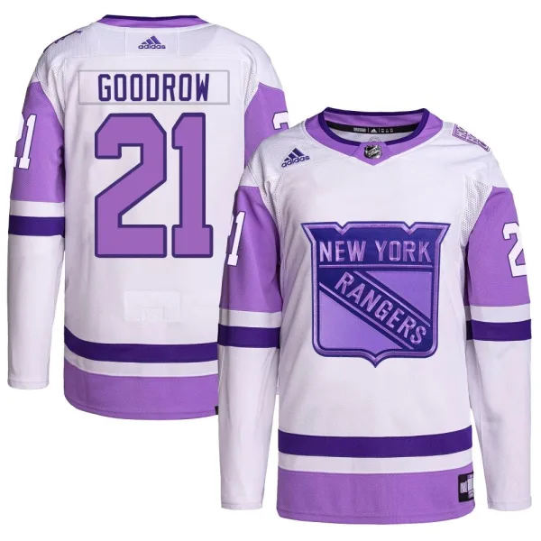 Adidas Barclay Goodrow New York Rangers Authentic Hockey Fights Cancer Primegreen Jersey - White/Purple