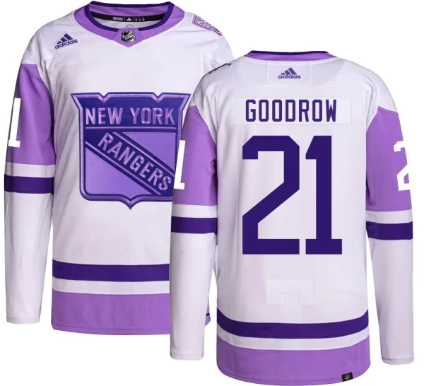 Adidas Barclay Goodrow New York Rangers Youth Authentic Hockey Fights Cancer Jersey -