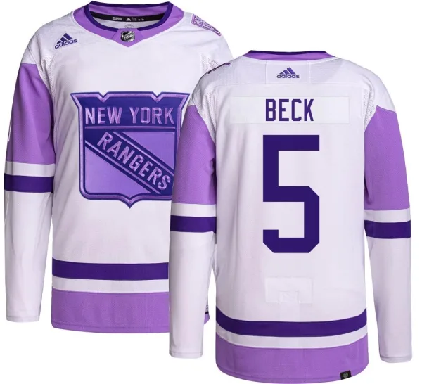 Adidas Barry Beck New York Rangers Youth Authentic Hockey Fights Cancer Jersey -