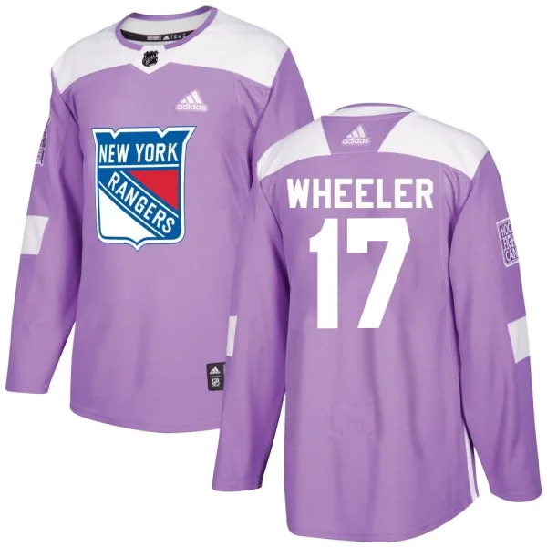 Adidas Blake Wheeler New York Rangers Youth Authentic Fights Cancer Practice Jersey - Purple