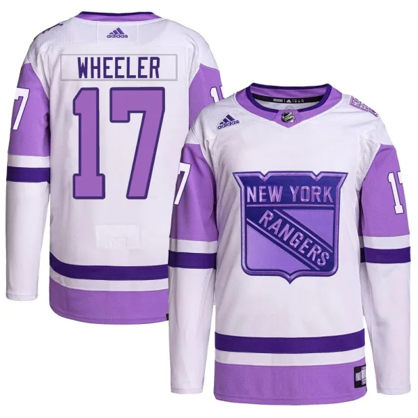 Adidas Blake Wheeler New York Rangers Youth Authentic Hockey Fights Cancer Primegreen Jersey - White/Purple