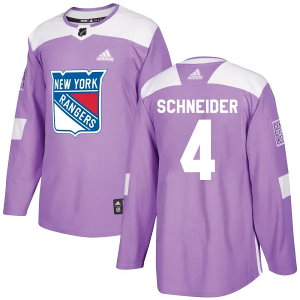 Adidas Braden Schneider New York Rangers Authentic Fights Cancer Practice Jersey - Purple