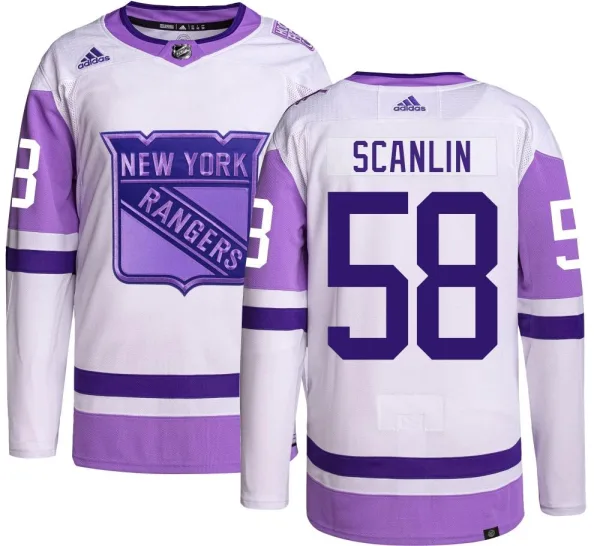 Adidas Brandon Scanlin New York Rangers Youth Authentic Hockey Fights Cancer Jersey -