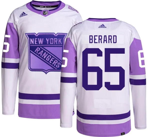Adidas Brett Berard New York Rangers Authentic Hockey Fights Cancer Jersey -