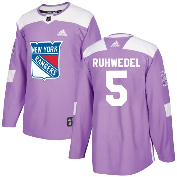 Adidas Chad Ruhwedel New York Rangers Authentic Fights Cancer Practice Jersey - Purple