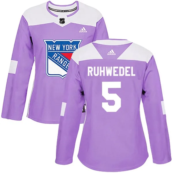 Adidas Chad Ruhwedel New York Rangers Women's Authentic Fights Cancer Practice Jersey - Purple