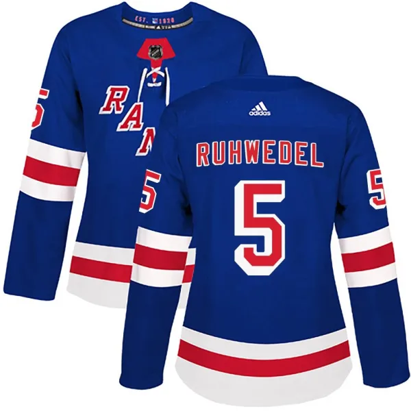 Adidas Chad Ruhwedel New York Rangers Women's Authentic Home Jersey - Royal Blue