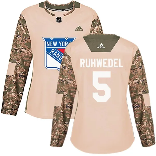 Adidas Chad Ruhwedel New York Rangers Women's Authentic Veterans Day Practice Jersey - Camo