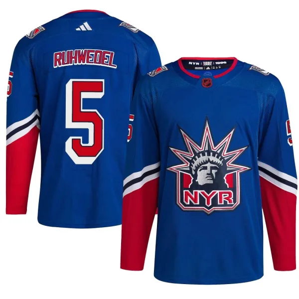Adidas Chad Ruhwedel New York Rangers Youth Authentic Reverse Retro 2.0 Jersey - Royal