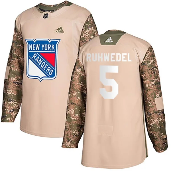 Adidas Chad Ruhwedel New York Rangers Youth Authentic Veterans Day Practice Jersey - Camo
