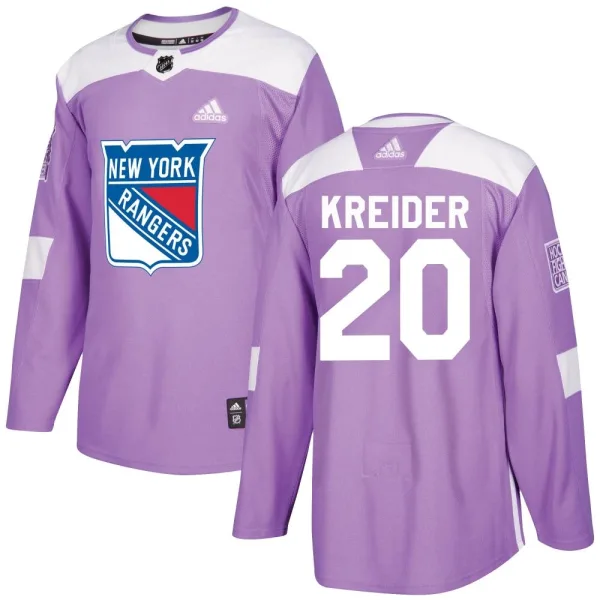 Adidas Chris Kreider New York Rangers Authentic Fights Cancer Practice Jersey - Purple