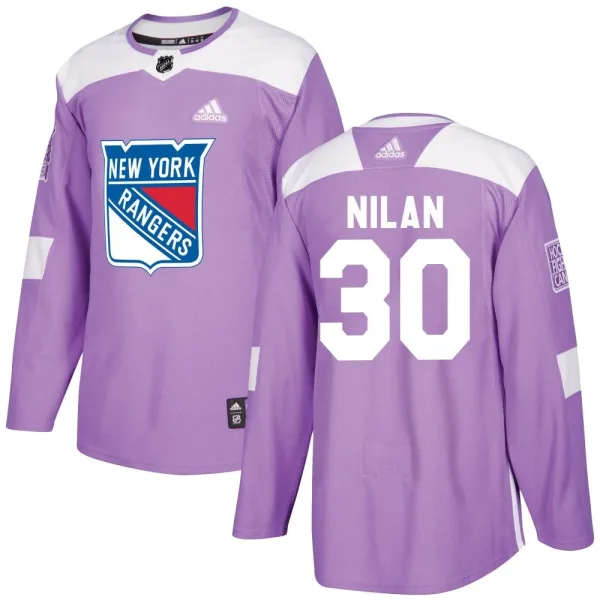 Adidas Chris Nilan New York Rangers Authentic Fights Cancer Practice Jersey - Purple