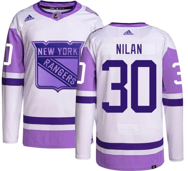 Adidas Chris Nilan New York Rangers Youth Authentic Hockey Fights Cancer Jersey -