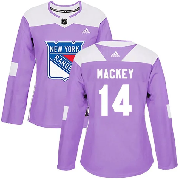 Adidas Connor Mackey New York Rangers Women's Authentic Fights Cancer Practice Jersey - Purple