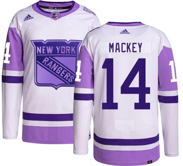 Adidas Connor Mackey New York Rangers Youth Authentic Hockey Fights Cancer Jersey -