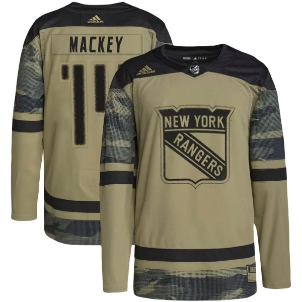 Adidas Connor Mackey New York Rangers Youth Authentic Military Appreciation Practice Jersey - Camo