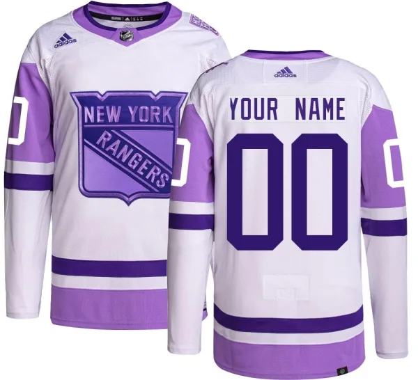 Adidas Custom New York Rangers Authentic Custom Hockey Fights Cancer Jersey -