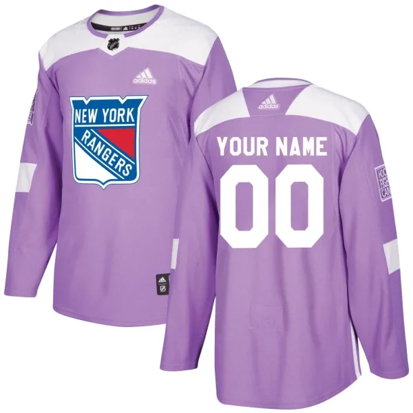 Adidas Custom New York Rangers Youth Authentic Custom Fights Cancer Practice Jersey - Purple