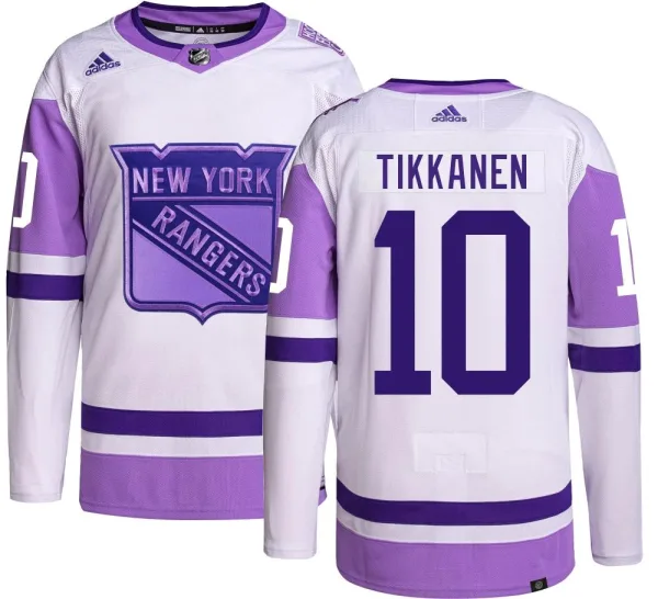 Adidas Esa Tikkanen New York Rangers Youth Authentic Hockey Fights Cancer Jersey -