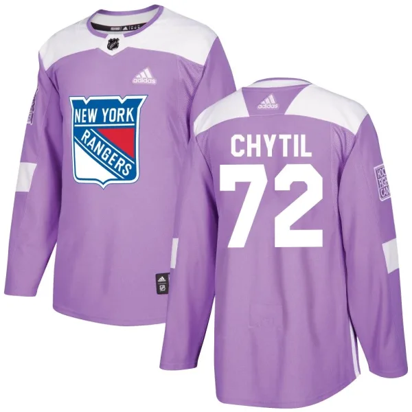 Adidas Filip Chytil New York Rangers Youth Authentic Fights Cancer Practice Jersey - Purple