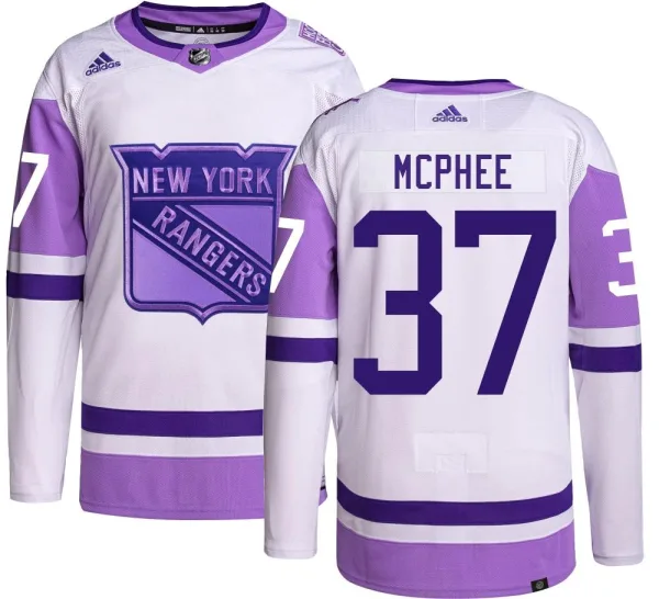 Adidas George Mcphee New York Rangers Authentic Hockey Fights Cancer Jersey -