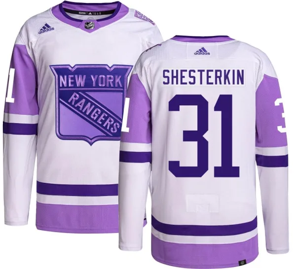 Adidas Igor Shesterkin New York Rangers Youth Authentic Hockey Fights Cancer Jersey -