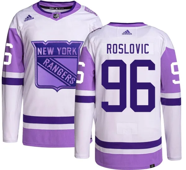 Adidas Jack Roslovic New York Rangers Youth Authentic Hockey Fights Cancer Jersey -