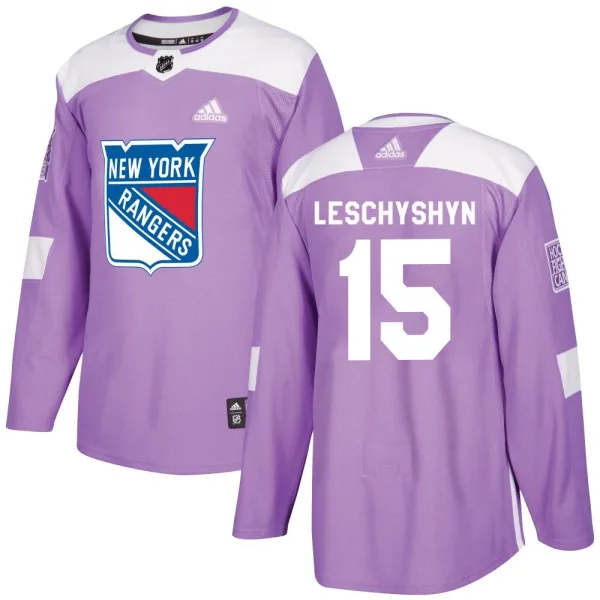 Adidas Jake Leschyshyn New York Rangers Authentic Fights Cancer Practice Jersey - Purple