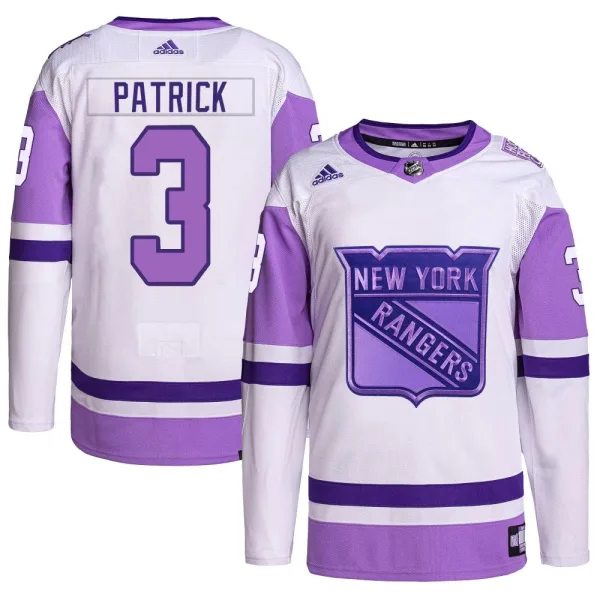 Adidas James Patrick New York Rangers Authentic Hockey Fights Cancer Primegreen Jersey - White/Purple