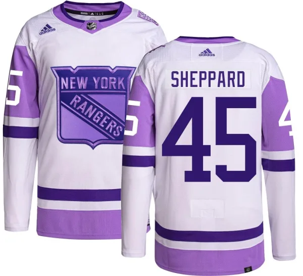 Adidas James Sheppard New York Rangers Youth Authentic Hockey Fights Cancer Jersey -