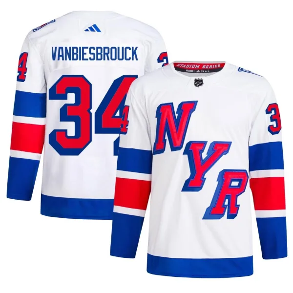 Adidas John Vanbiesbrouck New York Rangers Authentic 2024 Stadium Series Primegreen Jersey - White