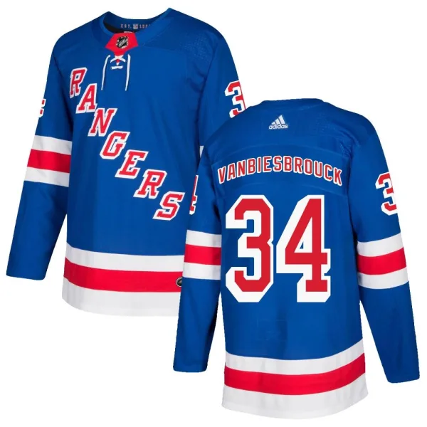 Adidas John Vanbiesbrouck New York Rangers Authentic Home Jersey - Royal Blue