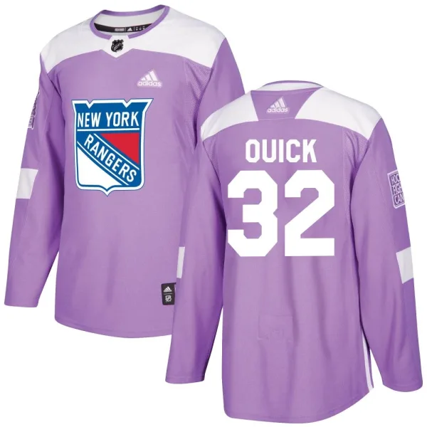 Adidas Jonathan Quick New York Rangers Authentic Fights Cancer Practice Jersey - Purple