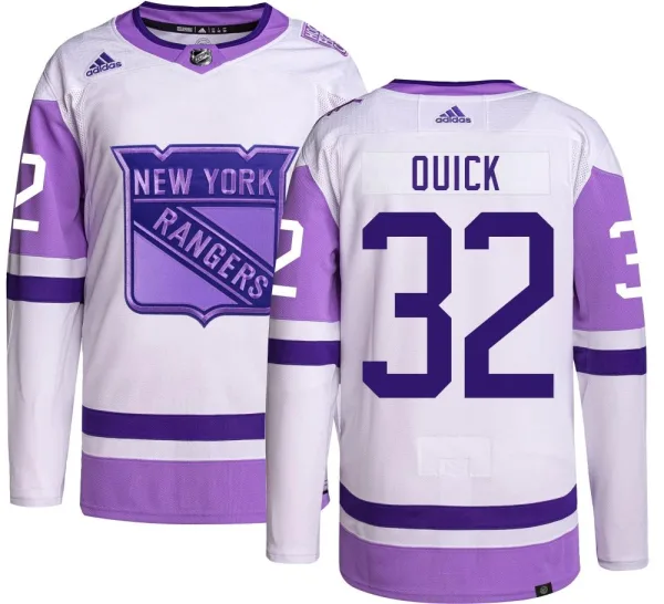 Adidas Jonathan Quick New York Rangers Authentic Hockey Fights Cancer Jersey -