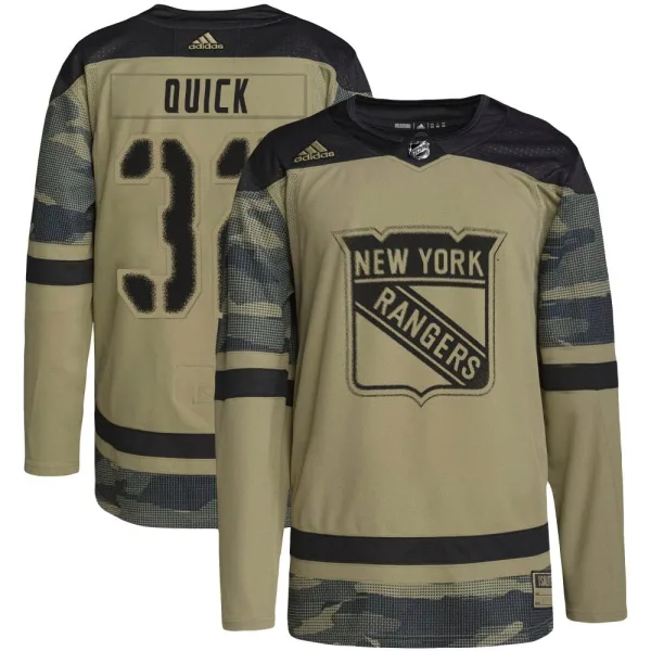 Adidas Jonathan Quick New York Rangers Youth Authentic Military Appreciation Practice Jersey - Camo