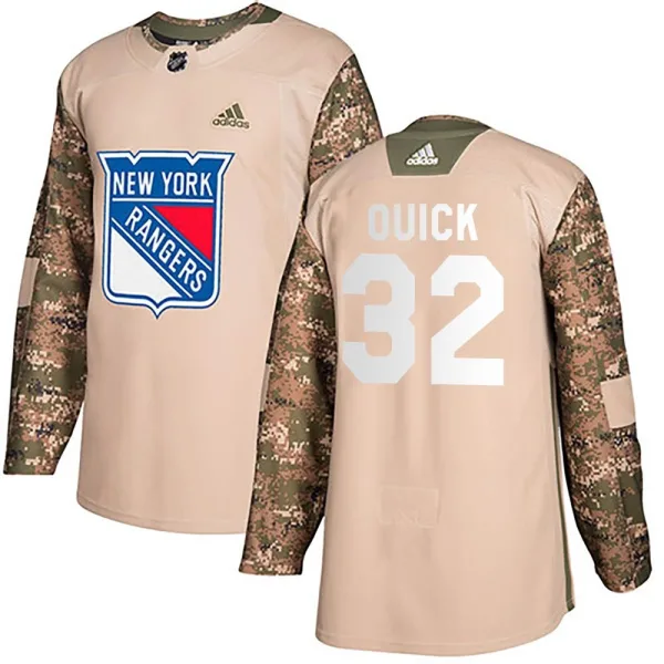 Adidas Jonathan Quick New York Rangers Youth Authentic Veterans Day Practice Jersey - Camo