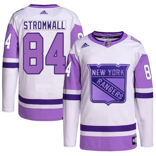 Adidas Malte Stromwall New York Rangers Authentic Hockey Fights Cancer Primegreen Jersey - White/Purple