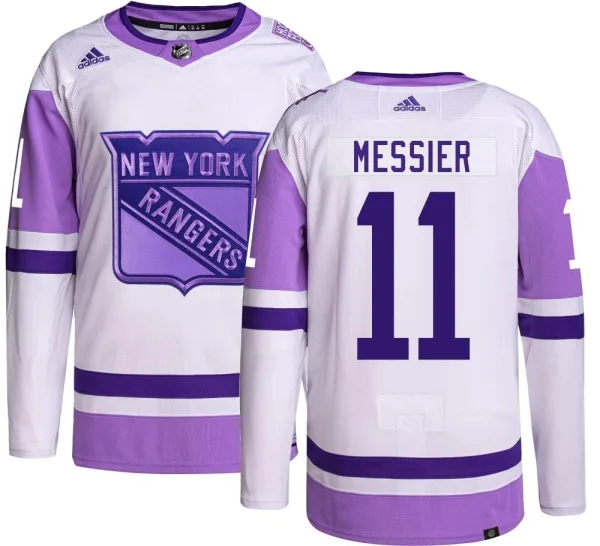Adidas Mark Messier New York Rangers Youth Authentic Hockey Fights Cancer Jersey -