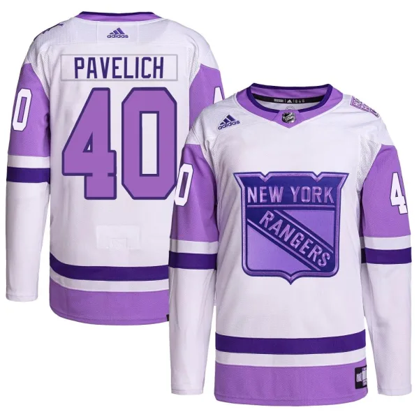 Adidas Mark Pavelich New York Rangers Authentic Hockey Fights Cancer Primegreen Jersey - White/Purple