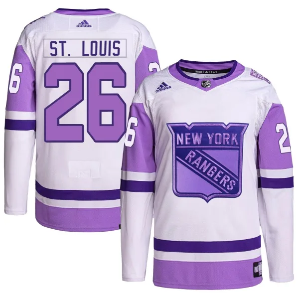 Adidas Martin St. Louis New York Rangers Youth Authentic Hockey Fights Cancer Primegreen Jersey - White/Purple